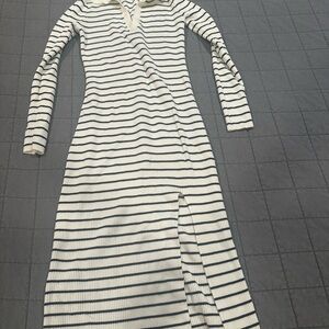 Abercrombie & Fitch Navy and White Striped Long Sleeve Dress